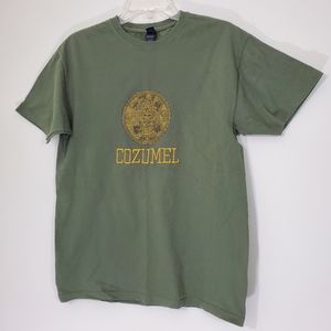 Green Cozumel Mayan Tee, Size Medium